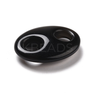 Natural Obsidian Connector Charms G-P467-01E-1
