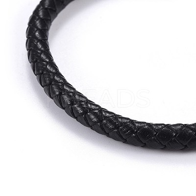 Man's Braided Leather Cord Bracelets BJEW-JB04255-02-1