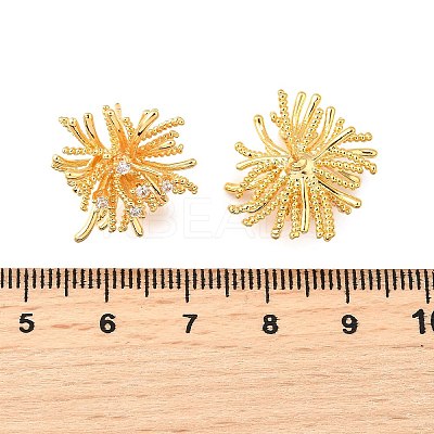 Brass Micro Pave Clear Cubic Zirconia Stud Earrings EJEW-S270-04G-1