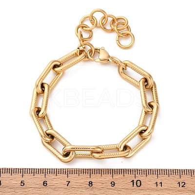 304 Stainless Steel Paperclip Chain Bracelets for Women BJEW-Z128-01G-01-1