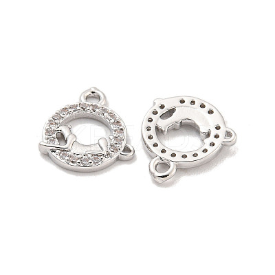 Brass Micro Pave Clear Cubic Zirconia Charms KK-Z044-20P-1