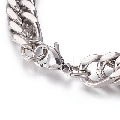 304 Stainless Steel Curb Chain/Twisted Chain Bracelets BJEW-L665-02AS-1