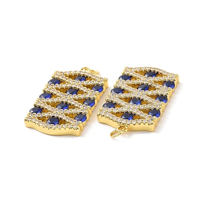 Rack Plating Eco-Friendly Brass Micro Pave Cubic Zirconia Pendants KK-F844-03G-1
