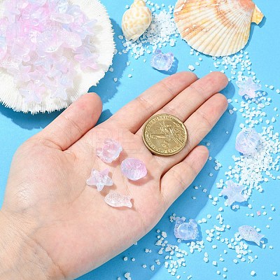 100Pcs Transparent Spray Painted Glass Beads GLAA-CJ0002-13-1