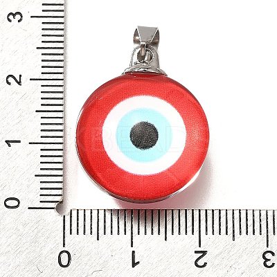 Flat Round 201 Stainless Steel Acrylic Pendants STAS-U036-01P-07-1