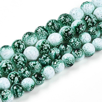 Transparent Baking Paint Glass Beads Strands DGLA-N009-10mm-06-1