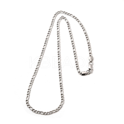 3.8MM 304 Stainless Steel Figaro Chain Necklaces for Women NJEW-B134-02B-P-1
