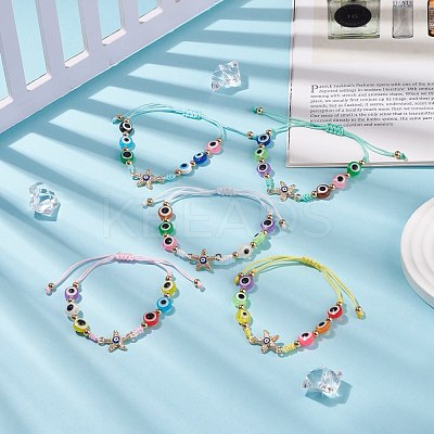 Resin Evil Eye Braided Bead Bracelet BJEW-JB08412-1