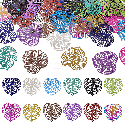 48Pcs 12 Styles 430 & 201 Stainless Steel Filigree Pendants STAS-TA0002-19-1