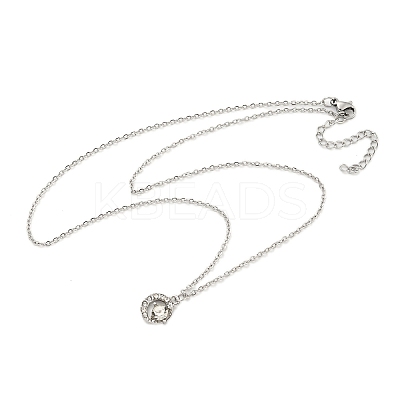 Alloy Micro Pave Clear Cubic Zirconia Pendant Necklaces NJEW-M222-01P-1