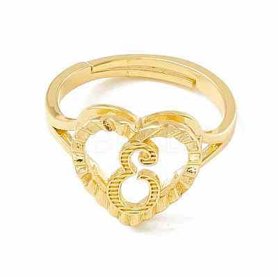 Real 18K Gold Plated Brass Alphabet Adjustable Rings RJEW-M139-18E-1