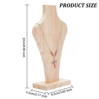 Bust Wooden Necklace Display Stands NDIS-WH0009-17-1