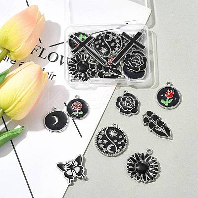 18Pcs 9 Styles Alloy Enamel Pendants FIND-FS0004-51-1