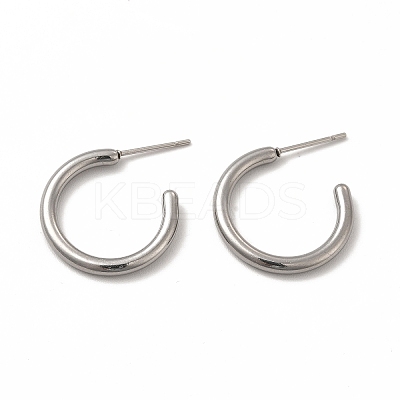 Non-Tarnish 304 Stainless Steel Ring Stud Earrings EJEW-C004-12A-P-1