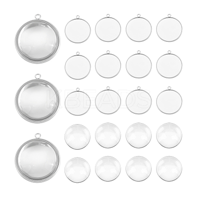 DIY Blank Dome 304 Stainless Steel Pendant Making Kits DIY-UN0056-03B-1