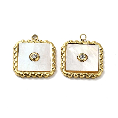 Ion Plating(IP) 304 Stainless Steel Pave White Shell Pendants STAS-Q254-36G-1