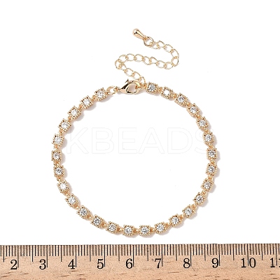 Cubic Zirconia Square Link Bracelets BJEW-L711-01G-02-1