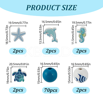318Pcs Ocean Theme Spray Painted Wood Beads Sets WOOD-GO0001-21-1