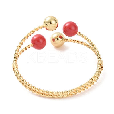 Enamel Evil Eye Open Cuff Bangle BJEW-F449-02G-1
