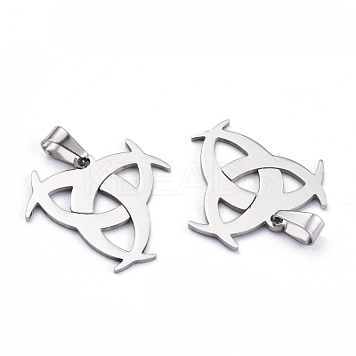 Tarnish Resistant Boy Jewelry Original Color 201 Stainless Steel Triangle Knot Pendants STAS-I032-228-1