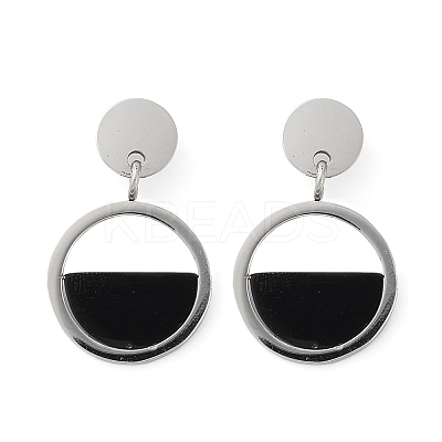 304 Stainless Steel Plastic Dangle Stud Earrings EJEW-Z089-16P-1
