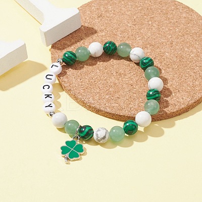 Natural & Synthetic Mixed Gemstone Beaded Stretch Bracelets BJEW-TA00301-1
