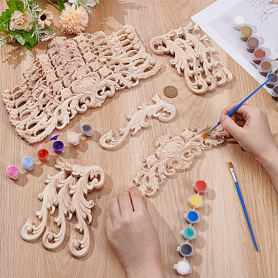 2 Styles Wood Carved Onlay Applique Craft WOOD-WA0001-01-1