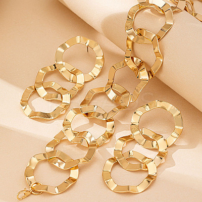Alloy Ring Link Chain Necklaces & Stud Dangle Earrings Setss FS-WGED5D3-01-1