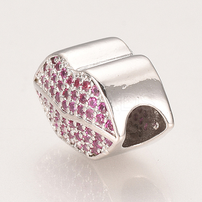 Brass Micro Pave Cubic Zirconia European Beads ZIRC-S058-42-1