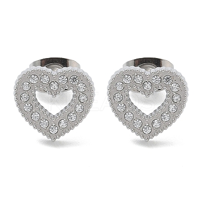 304 Stainless Steel Micro Pave Clear Cubic Zirconia Stud Earrings STAS-Z107-01P-04-1