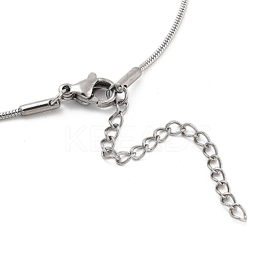 304 Stainless Steel Round Snake Chain Bowknot Pendant Necklaces for Women NJEW-Z050-01P-01-1