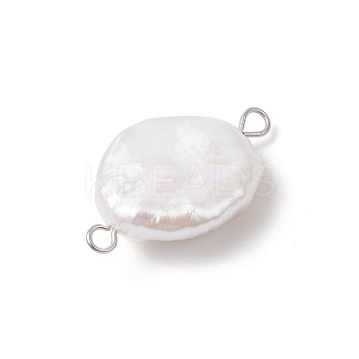 Natural Keshi Pearl Connector Charms PALLOY-JF04188-01-1