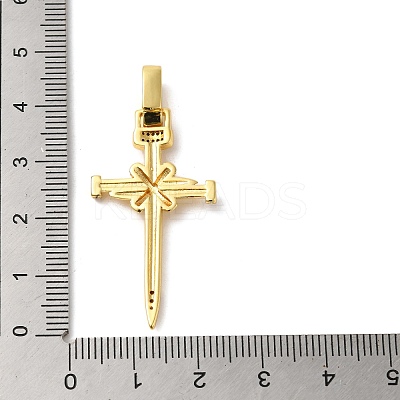 Rack Plating Brass Micro Pave Clear Cubic Zirconia Pendants KK-G488-09G-1