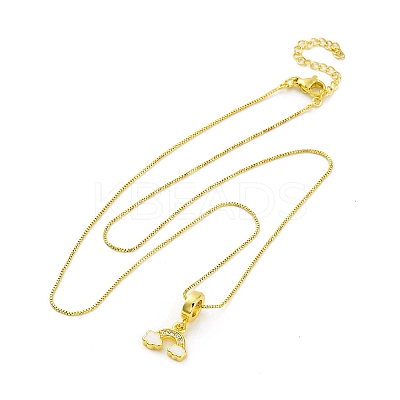 Brass Micro Pave Clear Cubic Zirconia Cloud Rainbow Pendant Necklaces NJEW-C071-02G-1