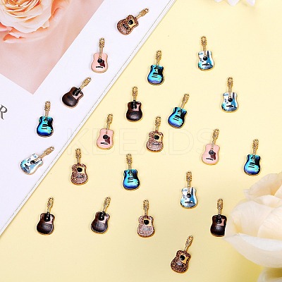 30Pcs 5 Colors Rack Plating Golden Tone Alloy Pendants ENAM-SZ0004-06-1