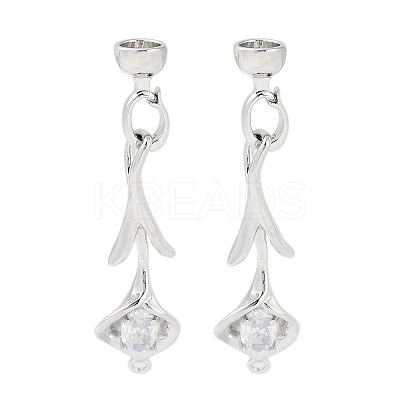 Brass Pave Clear Cubic Zirconia Fold Over Clasps KK-F875-11P-1