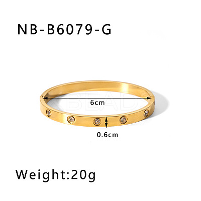 304 Stainless Steel Pave Cubic Zirconia Bangles FS-WG09E60-15-1