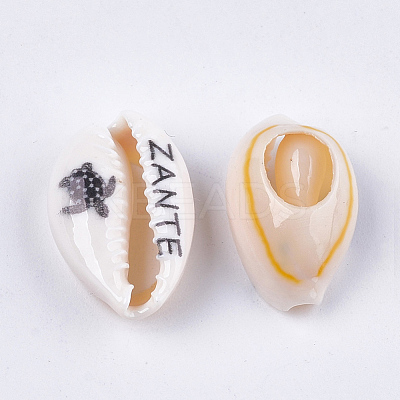 Printed Cowrie Shell Beads X-SHEL-S276-12C-1