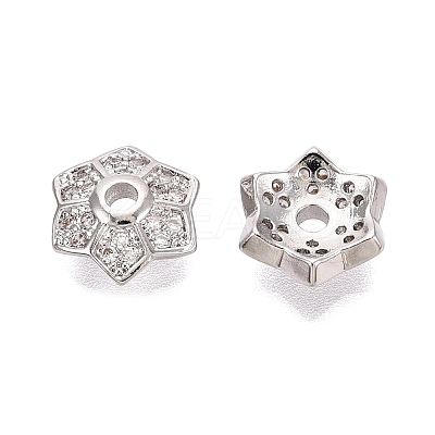 Brass Micro Pave Clear Cubic Zirconia Bead Caps KK-Q071-13P-02-1
