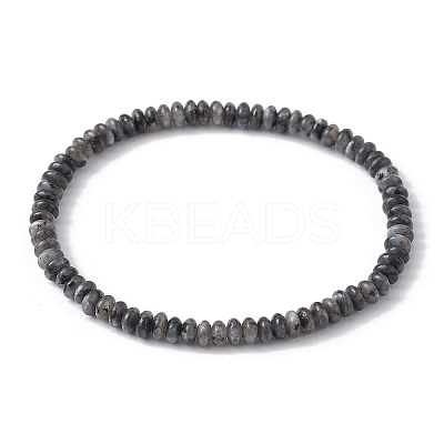 Natural Black Labradorite Rondelle Beaded Stretch Bracelets BJEW-JB09980-05-1