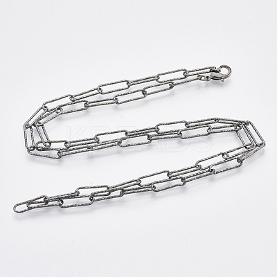Brass Textured Paperclip Chain Necklace Making MAK-S072-02B-B-1