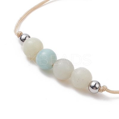 3Pcs 3 Style Natural Amazonite Braided Bead Bracelets Set BJEW-JB09334-05-1