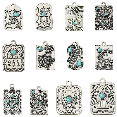 24Pcs 12 Styles Resin Imitation Turquoise Pendants FIND-CJ0003-52-1