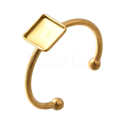 304 Stainless Steel Open Cuff Ring Components STAS-M057-01H-G-1