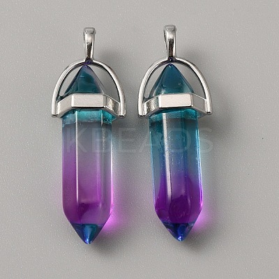 Glass Double Terminal Pointed Pendants G-WH0016-41H-1