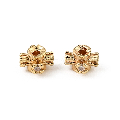 Brass Clear Cubic Zirconia Beads KK-D106-07G-1