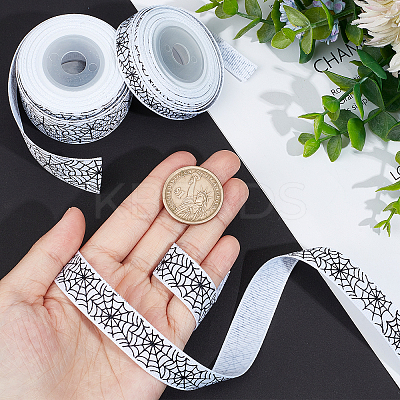 3 Rolls 3 Styles  Halloween Printed Polyester Grosgrain Ribbon OCOR-GF0002-50B-1