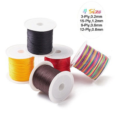 5 Rolls 5 Colros 15-Ply Round Nylon Braided Cord NWIR-YW0001-06B-1