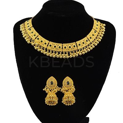 Teardrop Ethnic Style Alloy Rhinestone Bib Necklaces & Dangle Earrings Sets FS-WG1CE2C-02-1