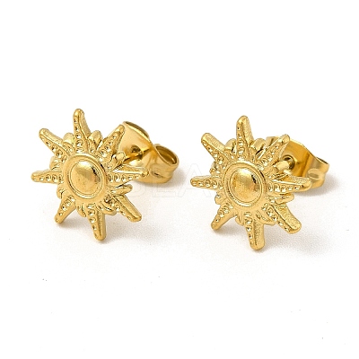 Ion Plating(IP) 304 Stainless Steel Sun Stud Earrings for Women EJEW-I281-04G-1